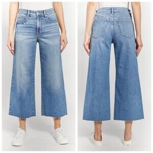 OAT NY Women's The Shari Cropped Wide Leg Raw Edge Coastal Chic Denim - Size 27